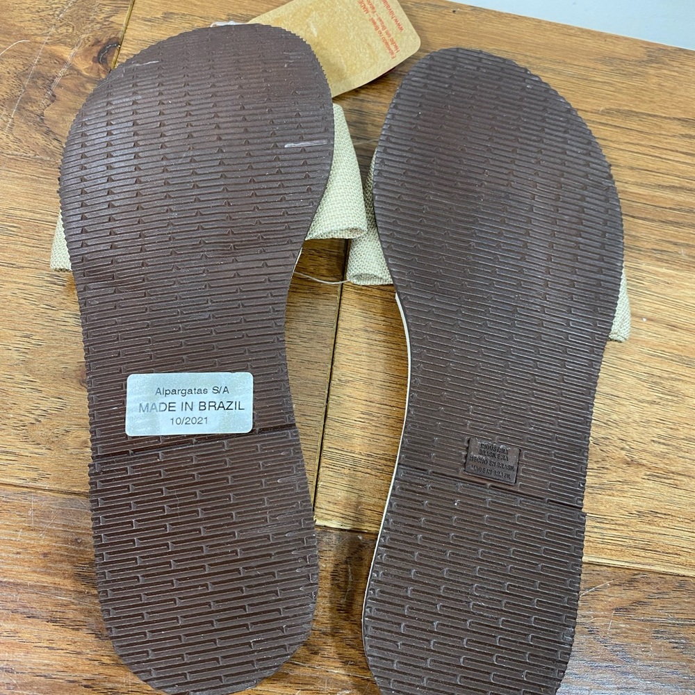 NWT Havaianas Women's Sandals with Cream fabric Bow 9/10 39/40 thong flats - Picture 4 of 4